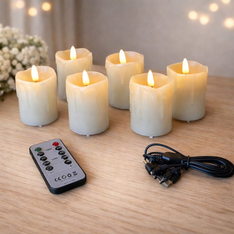 LED kaarsen wax sfeervol – Oplaadbare druipkaarsen set 6 stuks – 6×5 cm LED kaarsen wax sfeervol – Oplaadbare druipkaarsen set 6 stuks – 6×5 cm