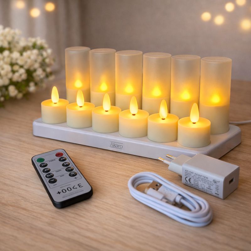 LED waxinelichtjes sfeervol – Oplaadbare set 12 stuks met afstandsbediening LED waxinelichtjes sfeervol – Oplaadbare set 12 stuks met afstandsbediening
