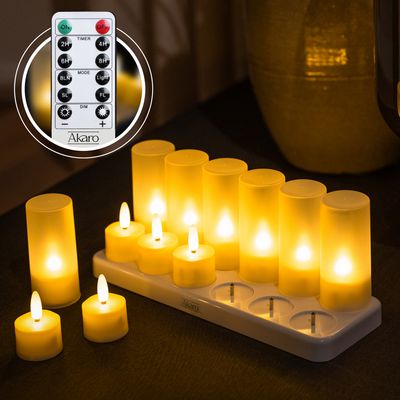 LED waxinelichtjes sfeervol – Oplaadbare set 12 stuks met afstandsbediening