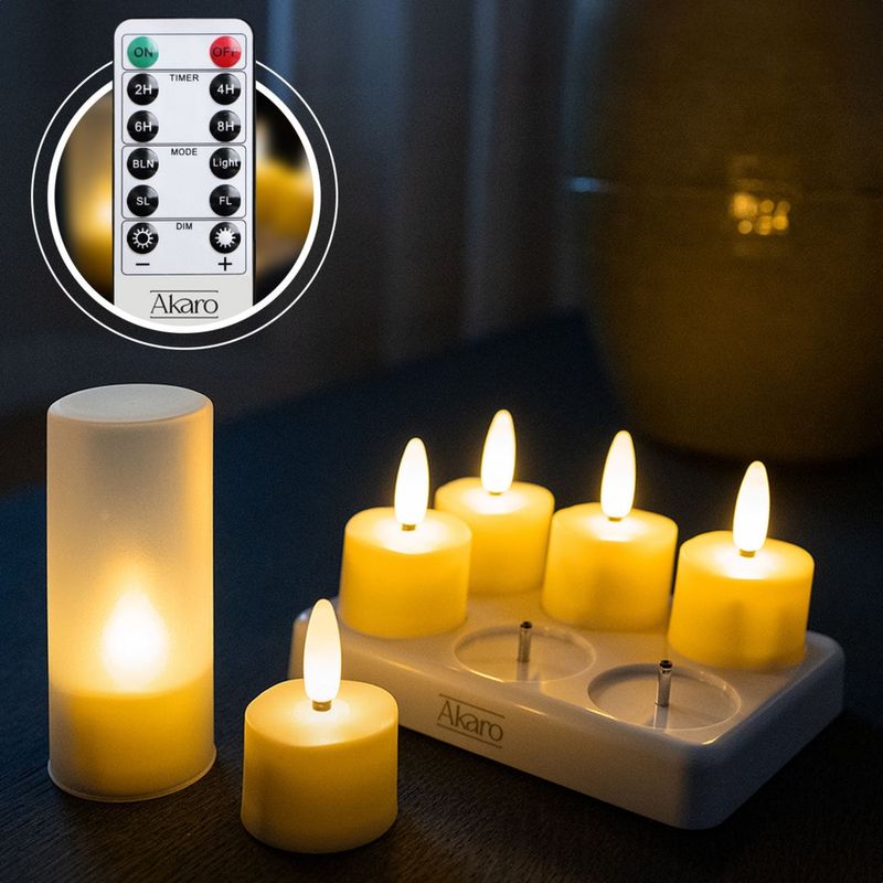 LED waxinelichtjes sfeervol – Oplaadbare set 6 stuks met afstandsbediening – Compact model