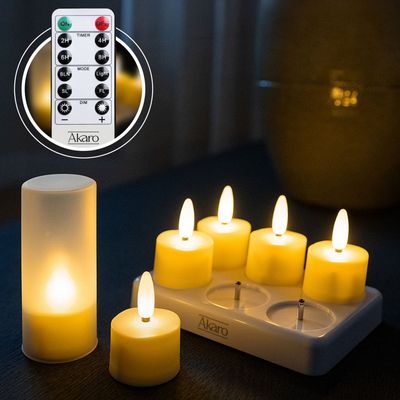 LED waxinelichtjes sfeervol – Oplaadbare set 6 stuks met afstandsbediening – Compact model