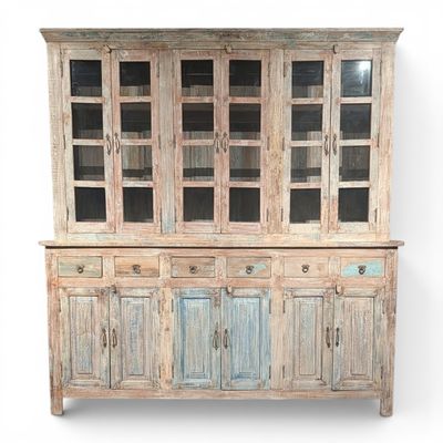 Buffetkast teakhout Ibizastyle bohemian landelijk – uniek door verweerde kleuren – H 236 x B 222 x D 45 Buffetkast teakhout Ibizastyle bohemian landelijk – uniek door verweerde kleuren – H 236 x B 222 x D 45
