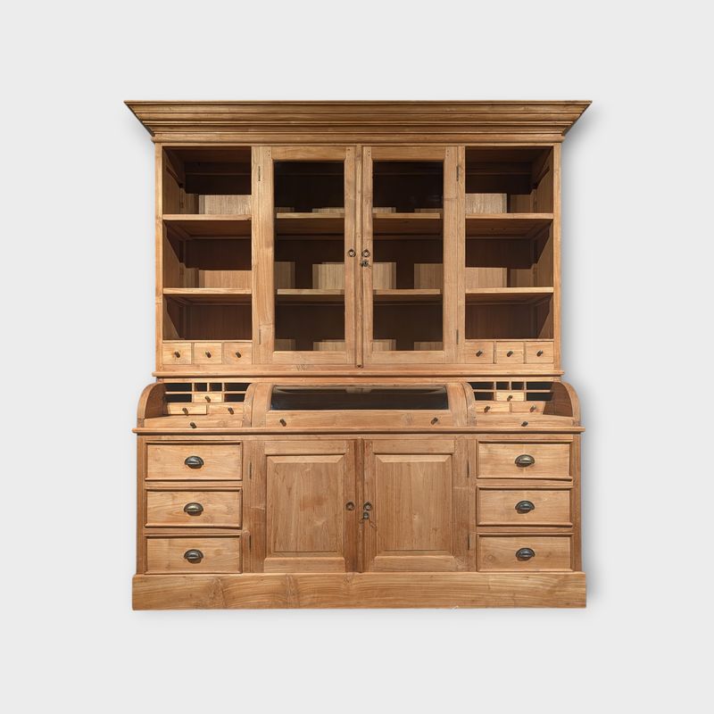 Grutterskast Teakhout Landelijk – Authentieke vakverdeling – H 217 x B 204 x D 54