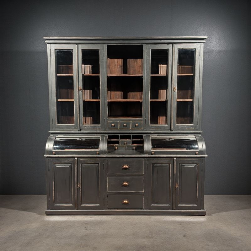 Grutterskast teakhout landelijk – bolglazen kleppen – H 207 x B 192 x D 57