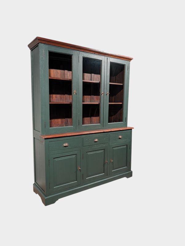 Buffetkast teakhout landelijk – Dennengroen koloniaal – 200 x 158 x 47 cm