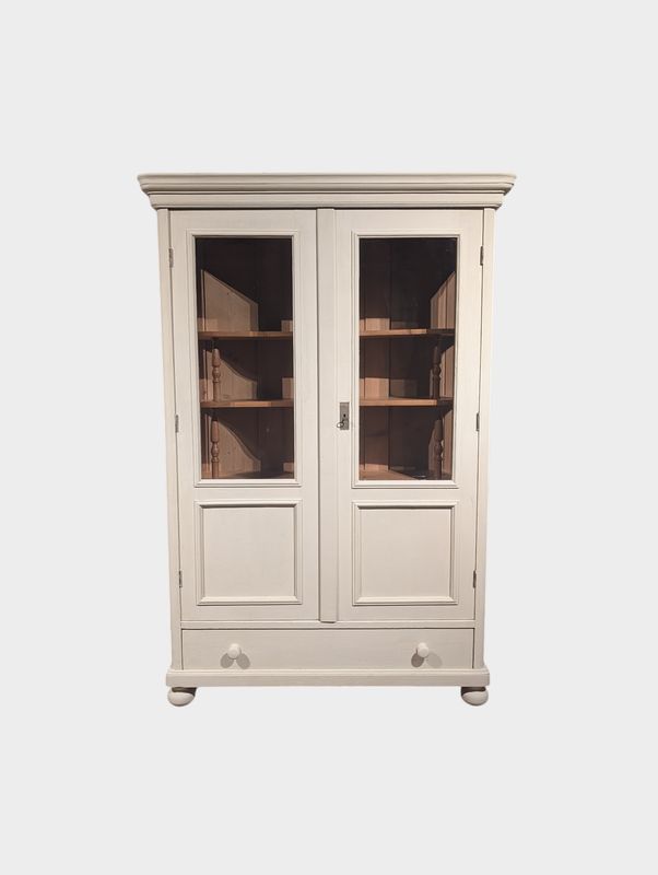 Vitrinekast Grenen Landelijk – Kalkverf Old Linen (Pure & Original) – H192 x B130 x D55 cm