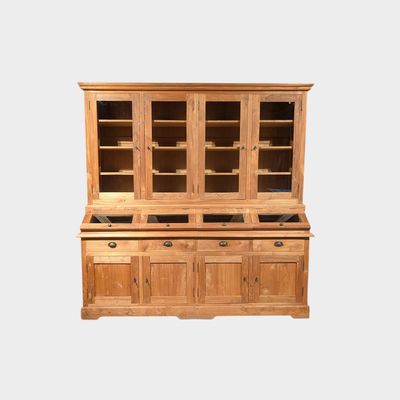 Schrank aus massivem Teakholz, 210 cm breit, im Landhausstil