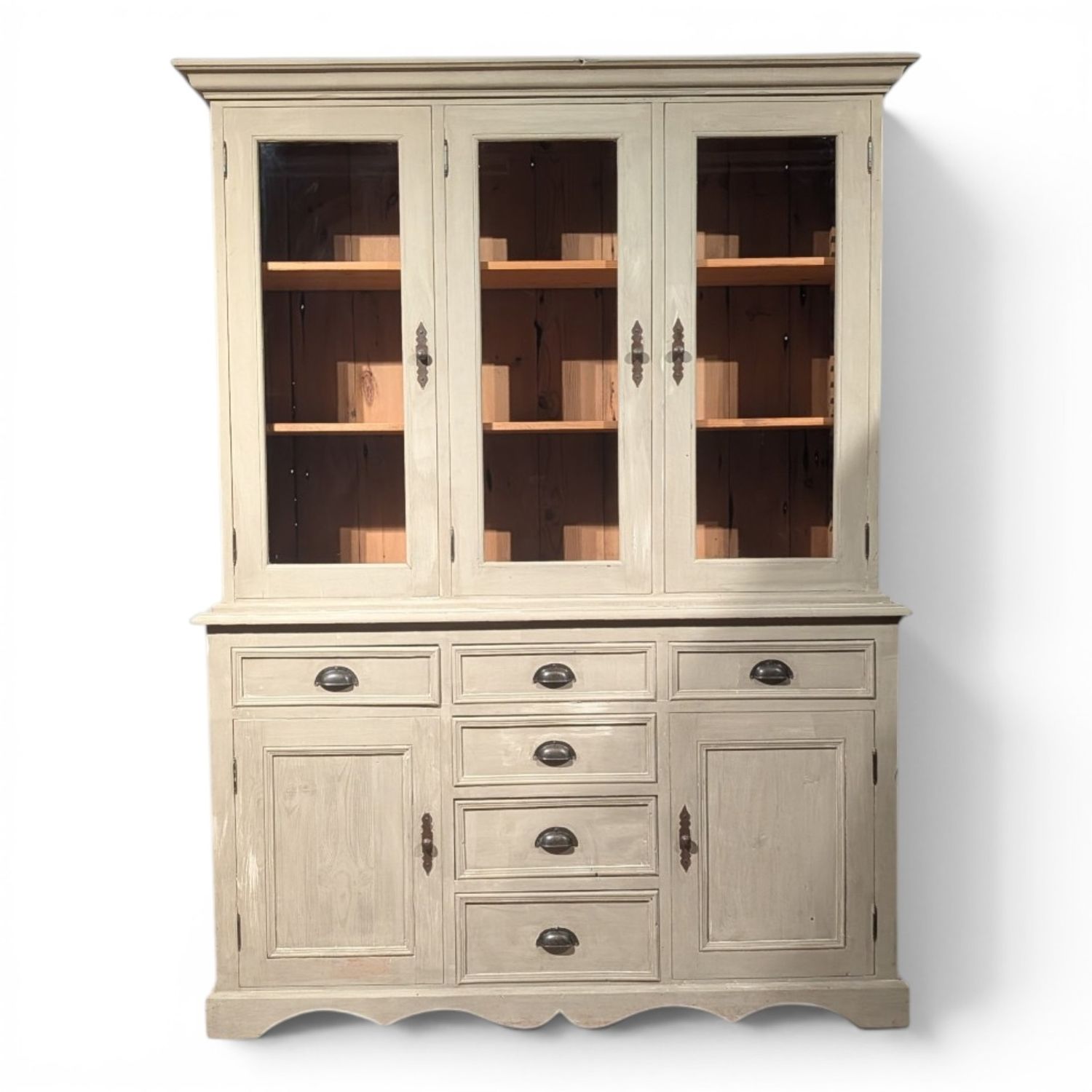 Buffetkast grenen vitrinekast beige kalkverf vitrinekast 
