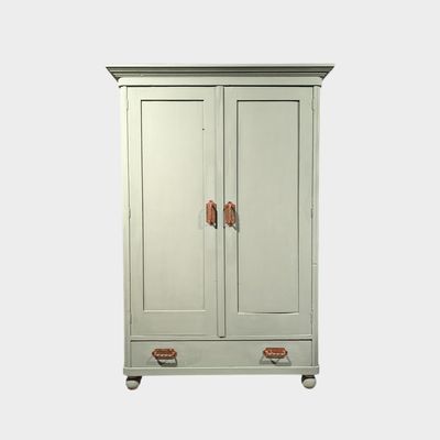 Landelijke olijfgroene kast met lade en legplanken - halkast Pure & Original kalkverf