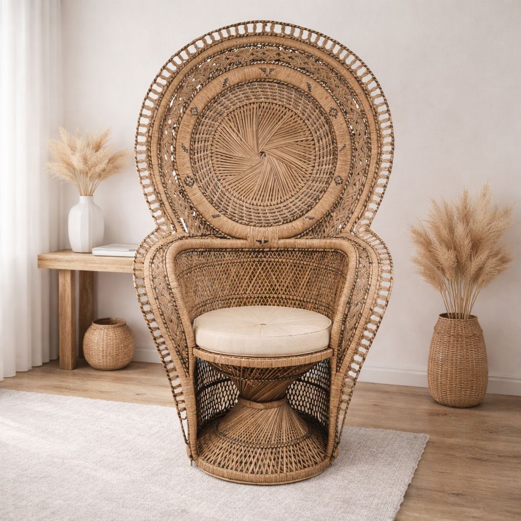 Vintage Peacock Chair rattan peacock chair bohemian Ibiza style hand-woven design chair