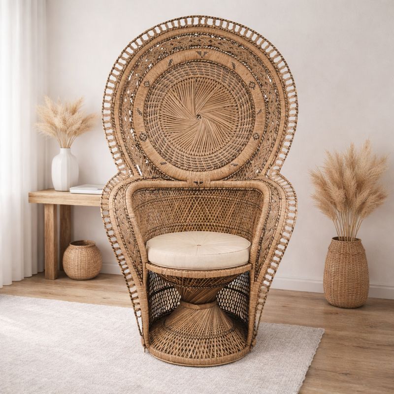 Vintage Peacock Chair rattan peacock chair bohemian Ibiza style hand-woven design chair