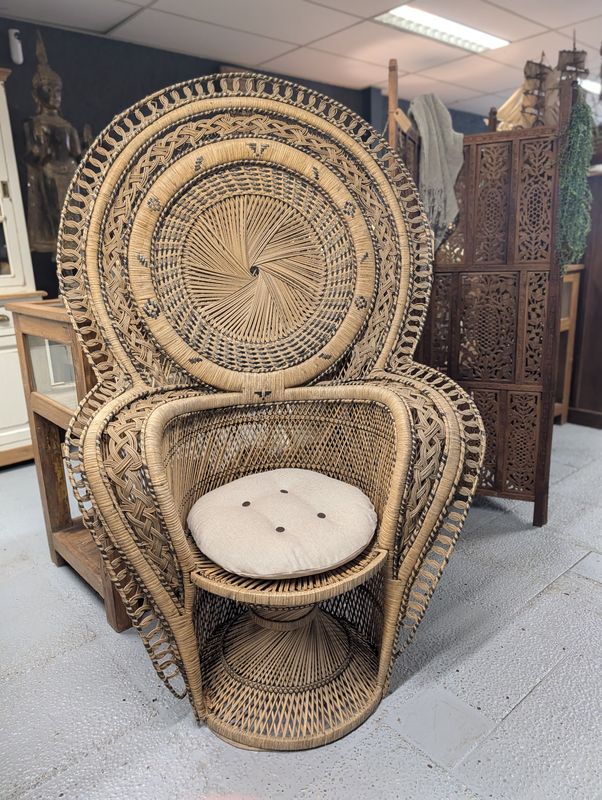 Peacock Chair Rotan Vintage – Grote Pauwenstoel Bohemian Ibiza Stoel Rotan Handgevlochten – Landelijke Design Stoel