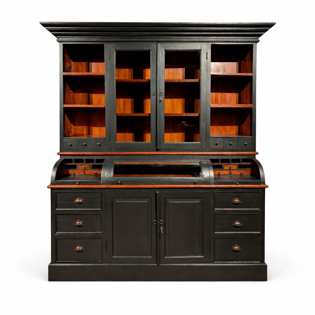 Zwarte grutterskast teakhout - Buffetkast mat zwart