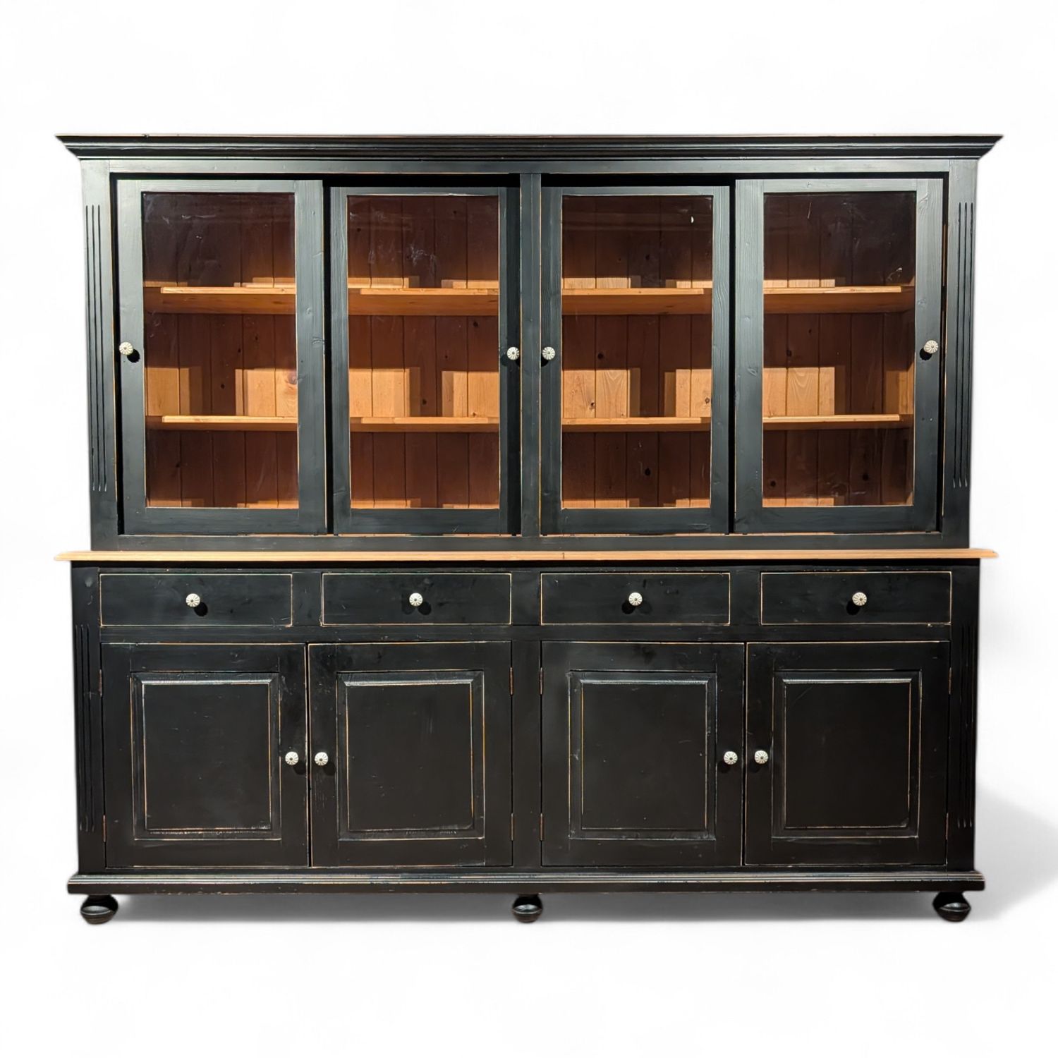 Buffetkast zwart landelijk – grutterskast grenenhout extra laag 230 cm