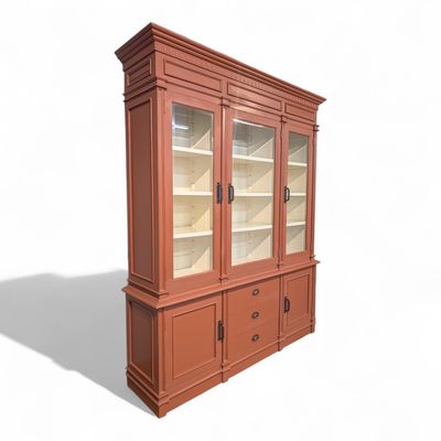 Buffetkast teakhout terracotta vitrinekast met lades landelijk