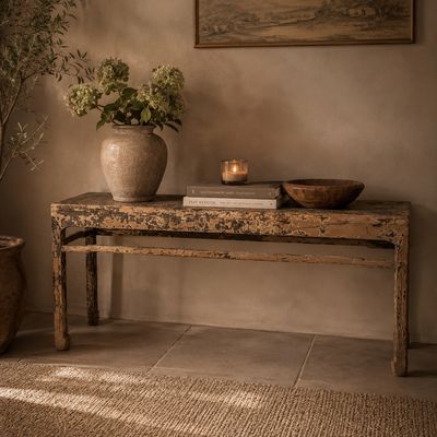 Sidetable Teakhout Oud Hout – Authentieke Haltafel 204 cm