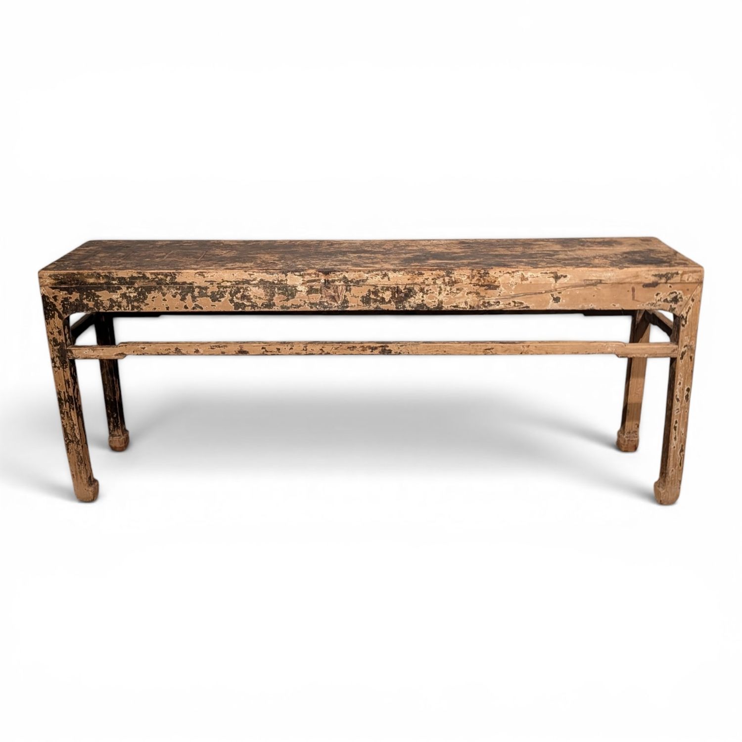 Authentieke sidetable van oud teakhout met verweerde patina