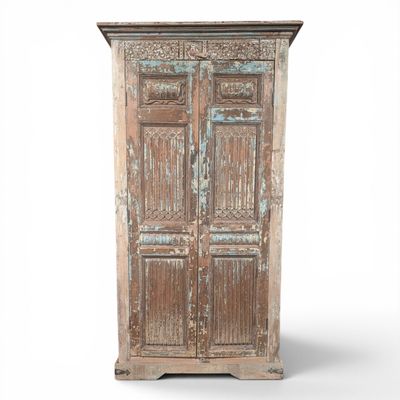 Teakhouten Kast – Oude Indiase Kast – Ibiza Stijl – Landelijke Opbergkast H213 x B115 cm