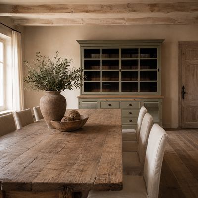 Buffetkast Teakhout Landelijk Groen – Vitrinekast – Massief Teakhout – 230 x 230 x 56 cm