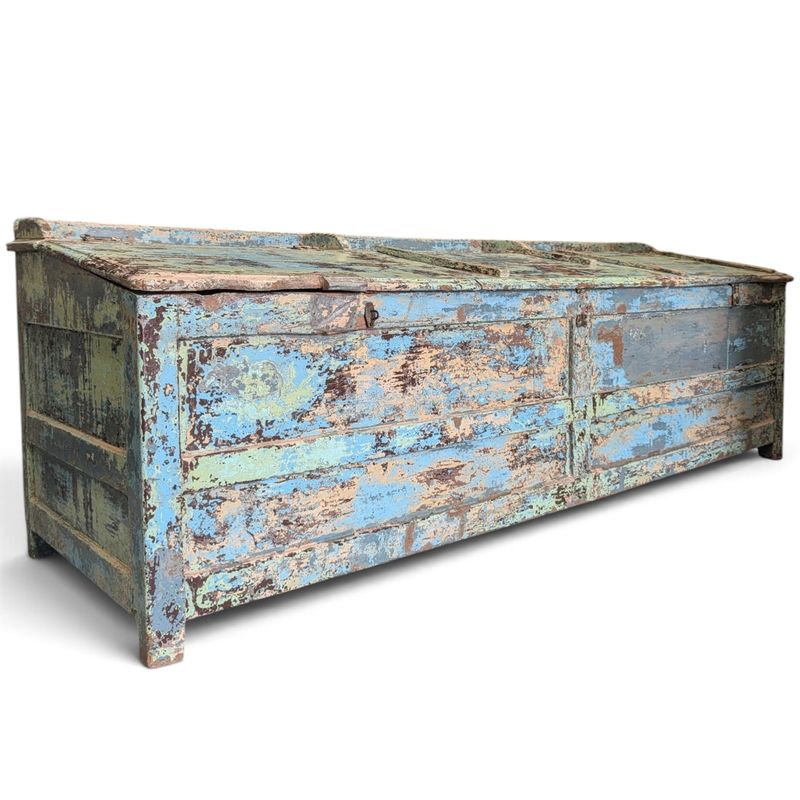 Houten dekenkist | Grote opbergkist | Vintage houten kist | Originele patina | Landelijk | Ibiza stijl