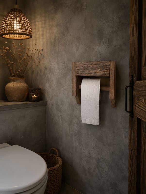 WC-rolhouder hout landelijk | Houten wc-rolhouder robuust | Rustieke toiletrolhouder | Massief hout | Toiletaccessoire