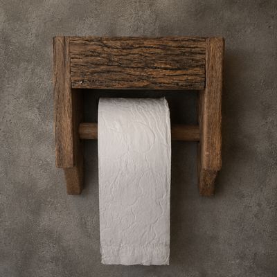WC-rolhouder hout landelijk | Houten wc-rolhouder robuust | Rustieke toiletrolhouder | Massief hout | Toiletaccessoire