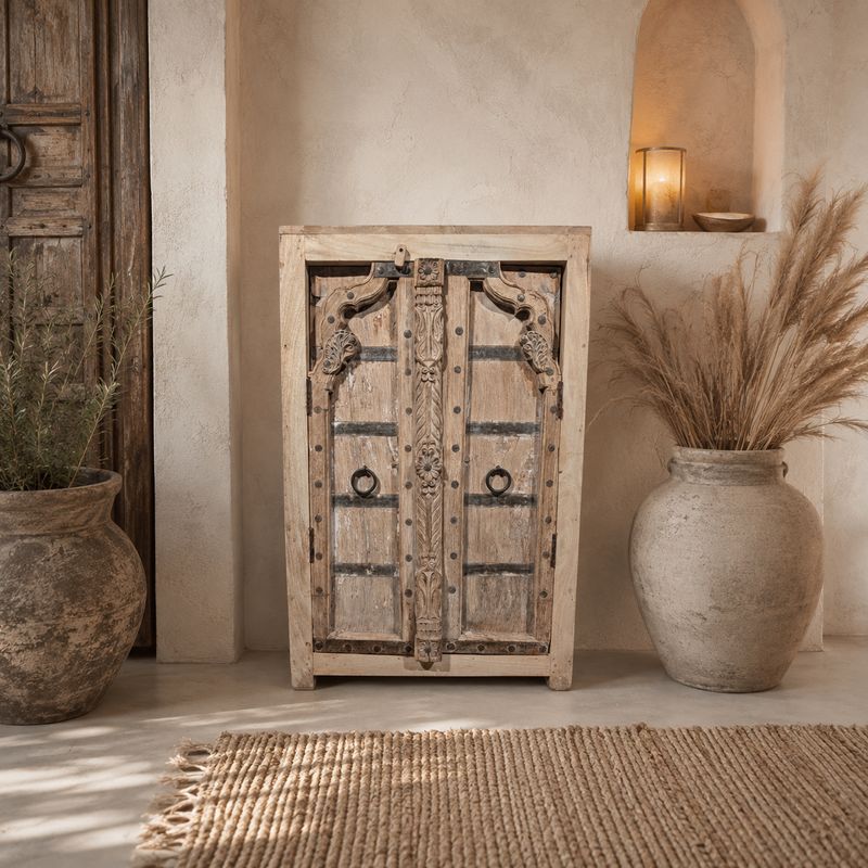 India kastje hout | Klein houten kastje | Halkastje | Gangkastje | Opbergkastje | Landelijk | Handgemaakt | 104 cm hoog