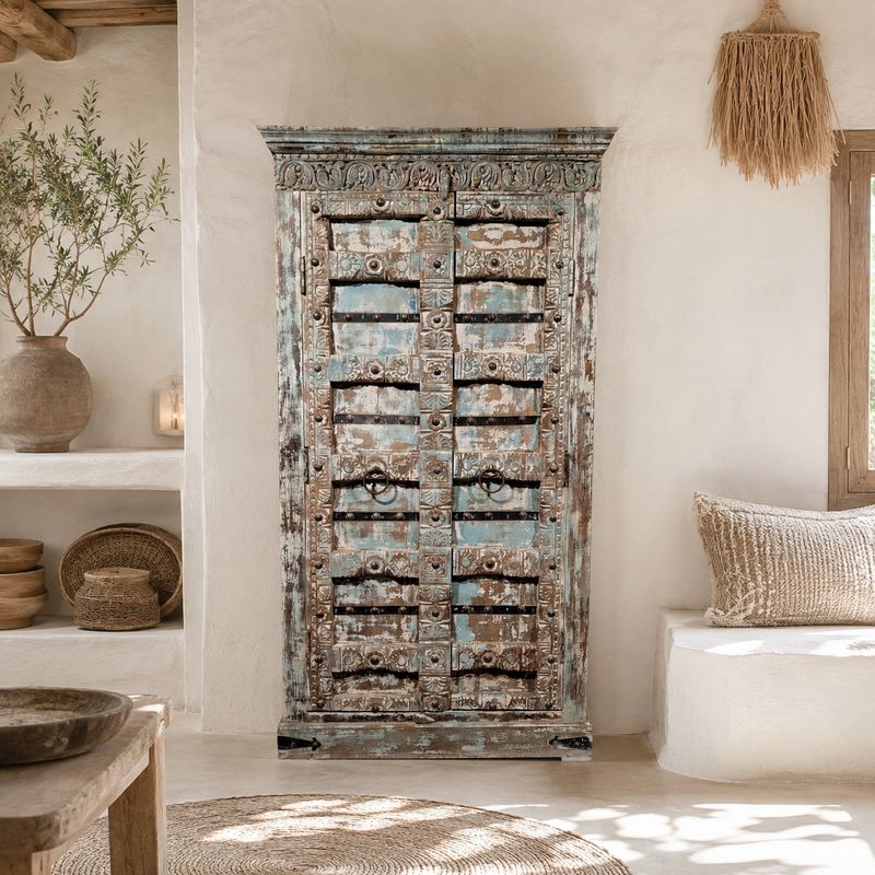 Houten Kast India – Ibiza Bohemian Kast met 2 Deuren | H191 x B104 cm
