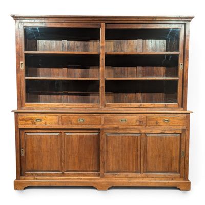 Koloniale teakhouten buffetkast vitrinekast 228 cm – 4 lades