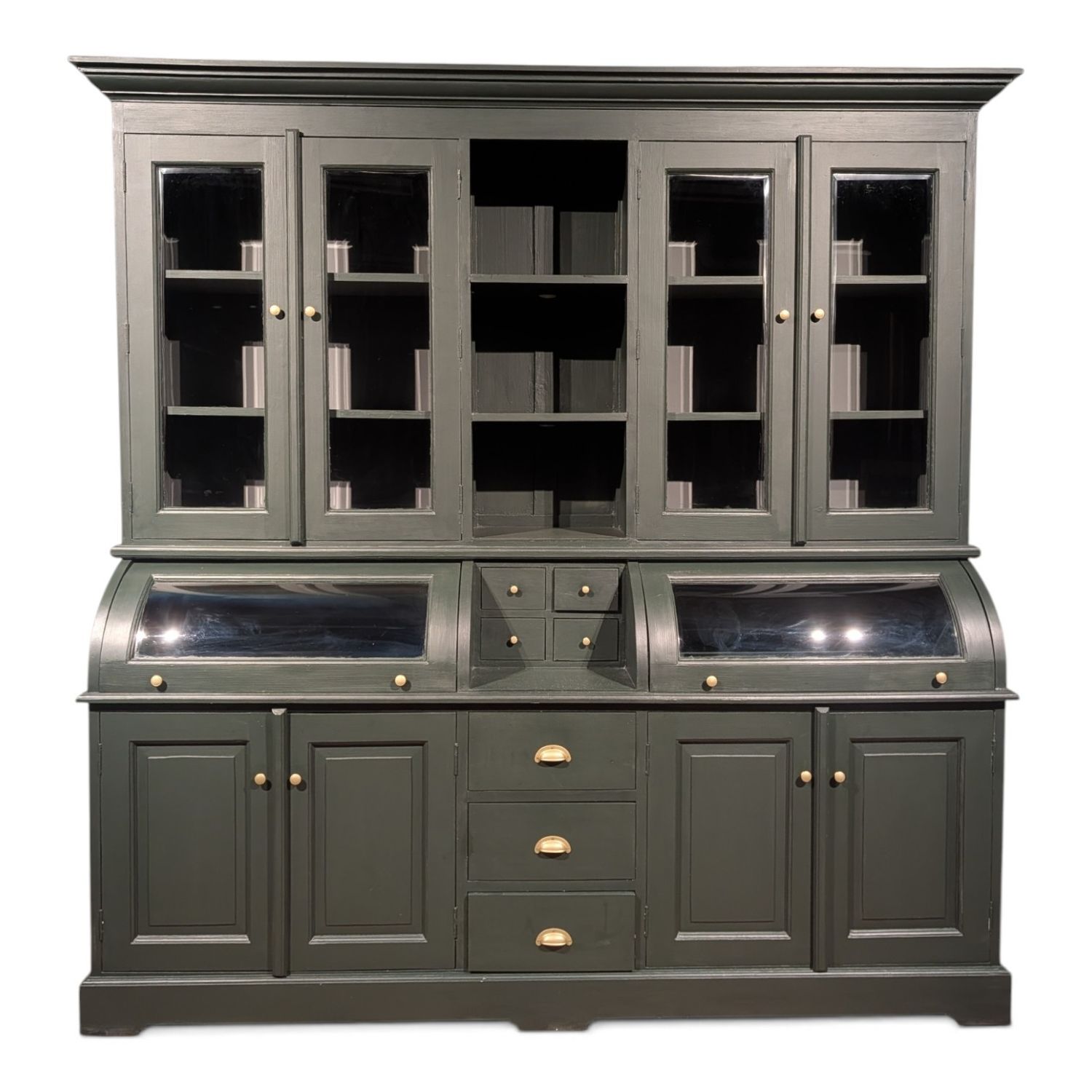 Grutterskast Landelijk Forest Green Buffetkast 210 cm - facet geslepen glas