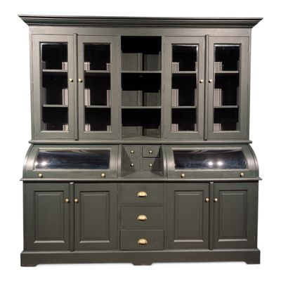 Grutterskast Landelijk Forest Green Buffetkast 210 cm - facet geslepen glas