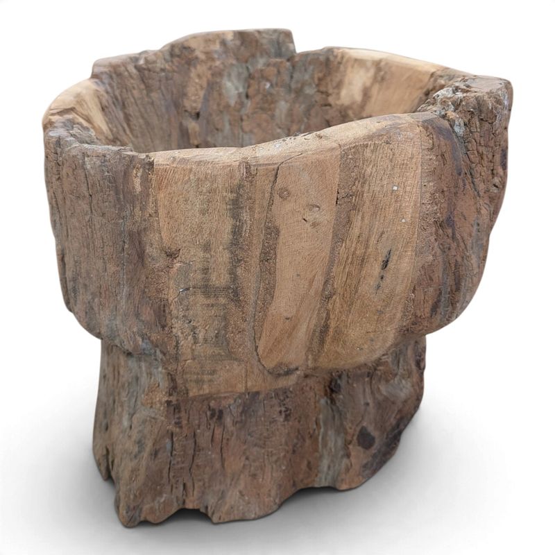 Houten vijzel decoratie 35 cm - Landelijk, stoer en sober