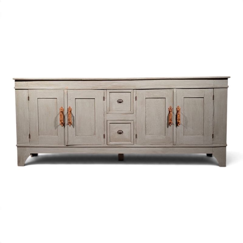 Dressoir eikenhout grey wash met Franse roestige handgrepen - 237 cm breed