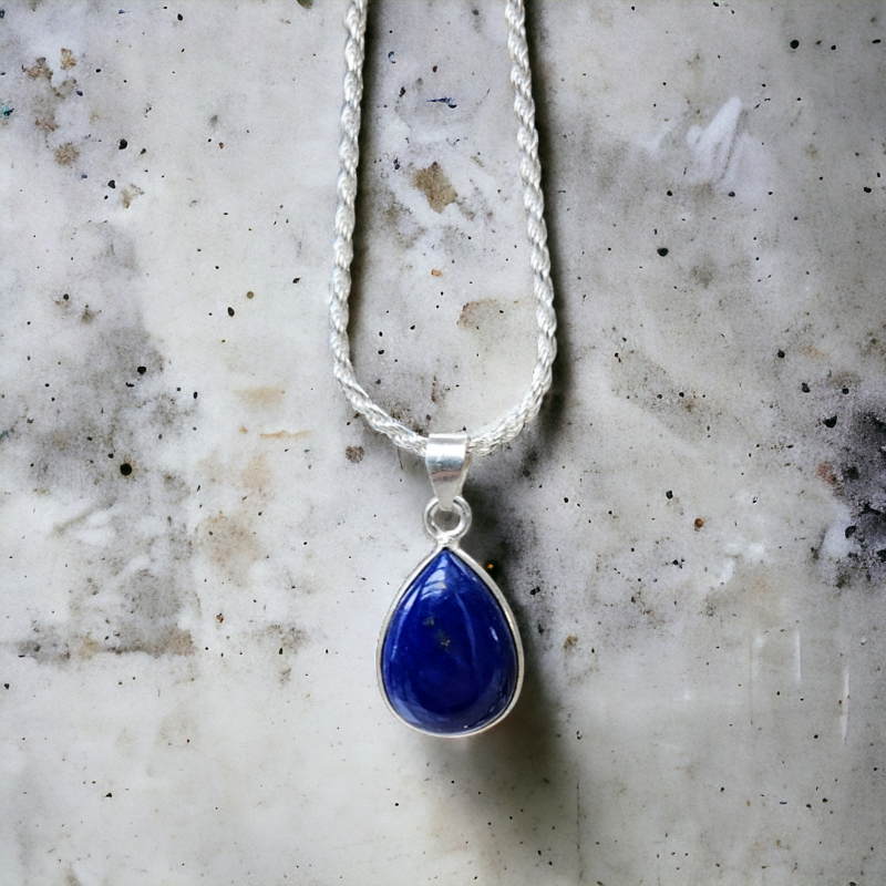 Lapis lazuli druppel hanger / zilver