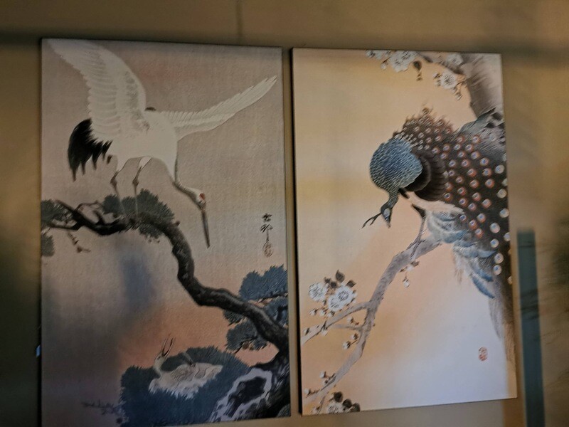 Crâne Bird and Peacock in Cherry tree