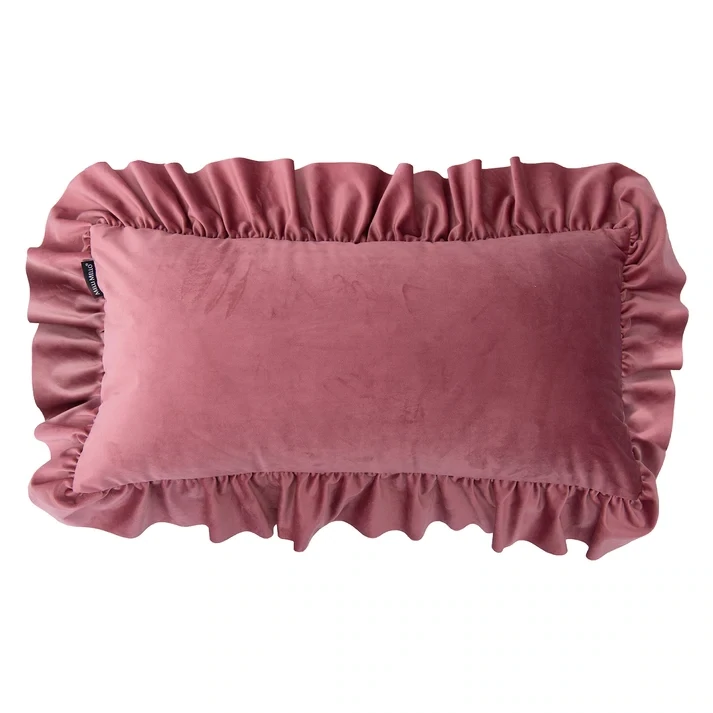 Sierkussen roze  ruffle 50x30cm