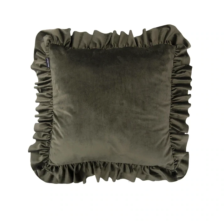 Sierkussen groen ruffle 50x50cm