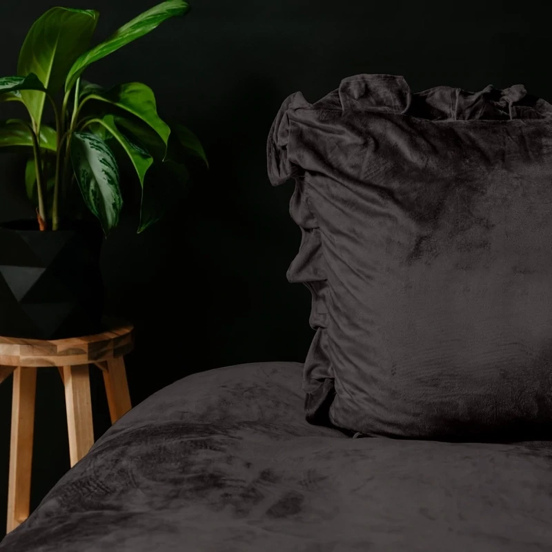 Dekbedovertrek velvet zwart 200x220