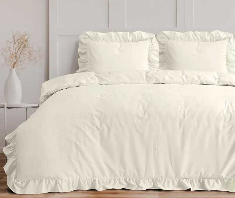 Dekbedovertrek ruches creme 240x220