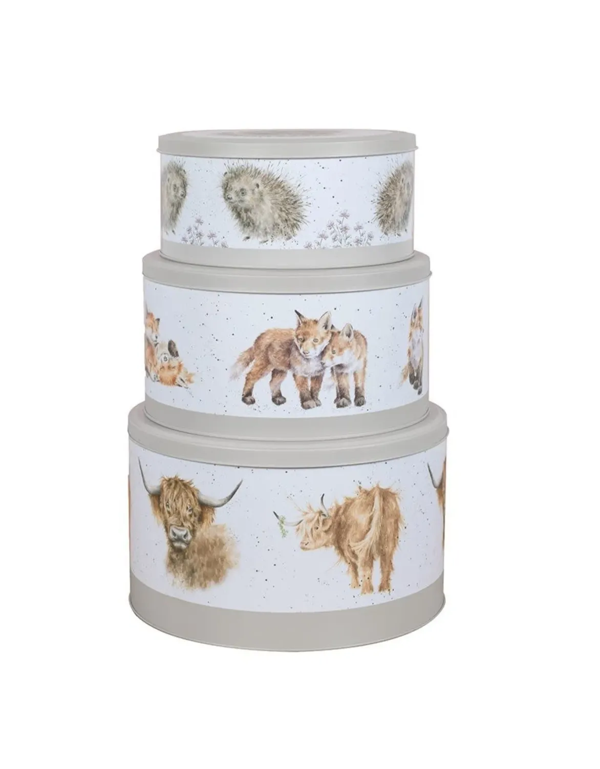 Tinnen cake set 3 stuks