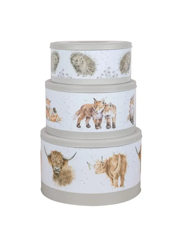 Tinnen cake set 3 stuks