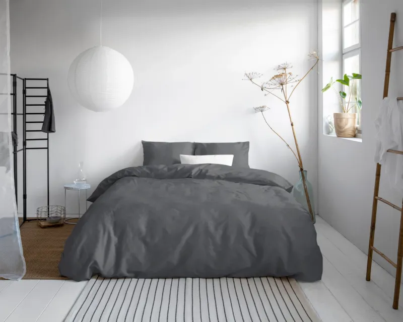 Dekbedovertrek satijn antraciet 240x220