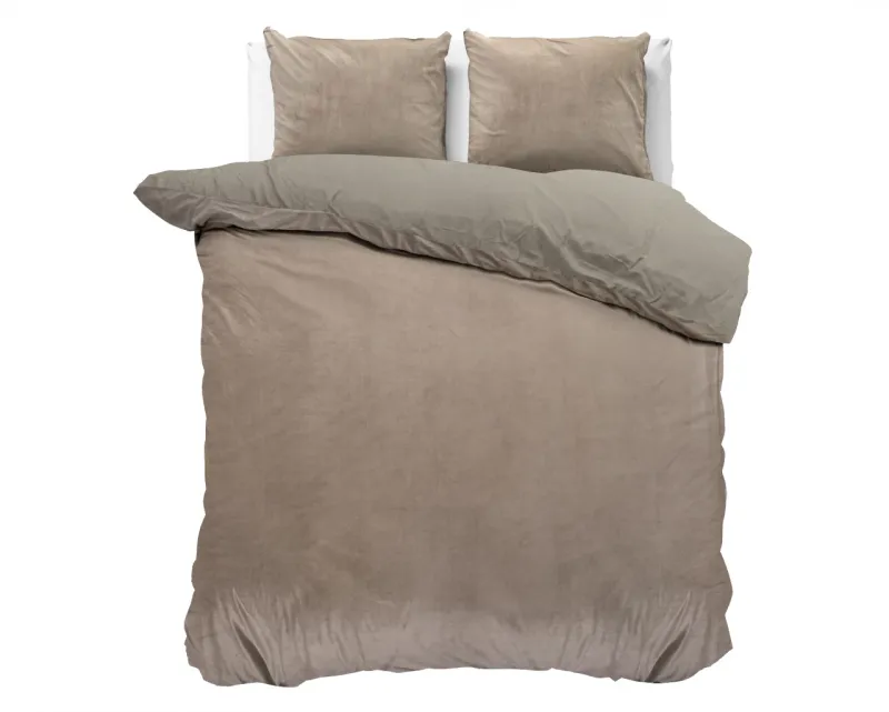 Dekbedovertrek velvet taupe 240x220