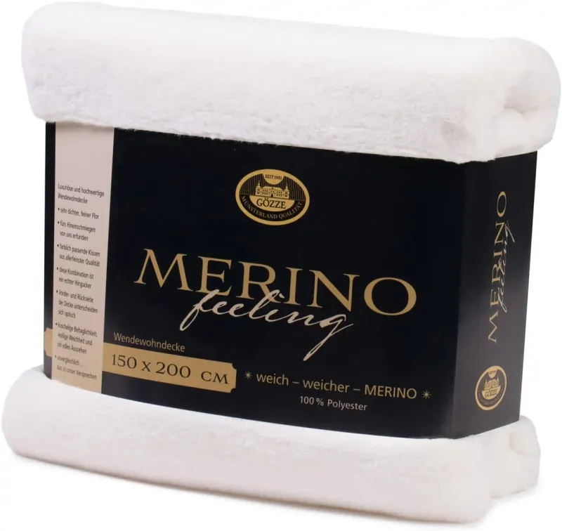 Merino dekentje creme 150x200