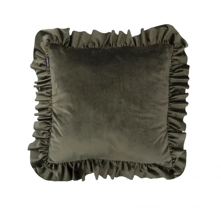 Sierkussen groen ruffle 50x50cm