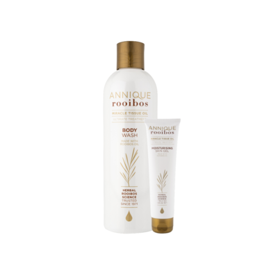 Annique Essence Miracle Tissue Oil Body Wash 400ml and MTO Moisturising Skin Gel 100ml Annique Essence Miracle Tissue Oil Body Wash 400ml and MTO Moisturising Skin Gel 100ml