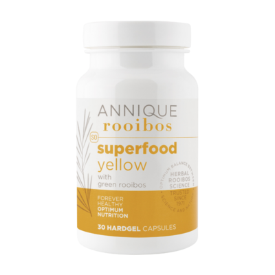 Annique Forever Healthy Superfood Yellow Superfood blend and Green Rooibos 30 Hardgel Capsules