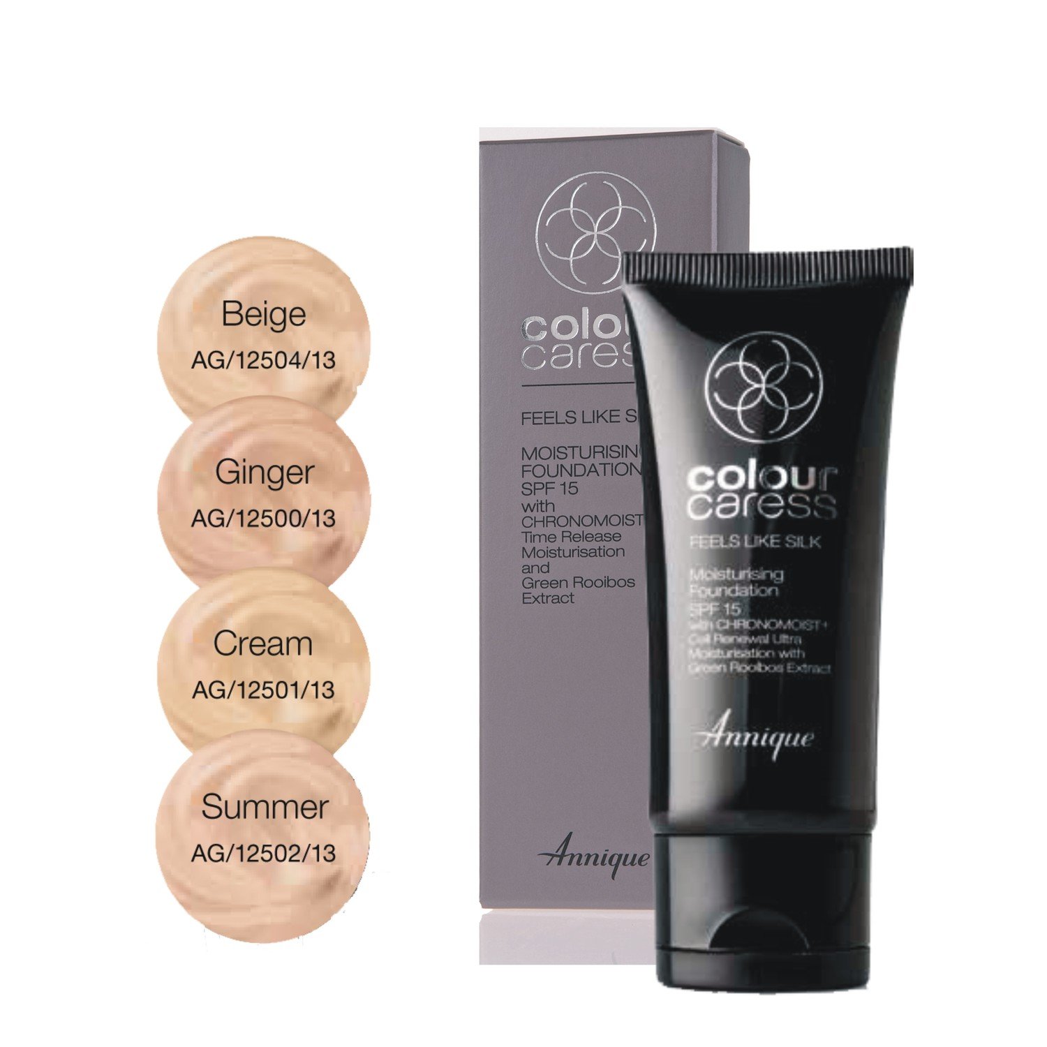 Annique Feels Like Silk Moisturising Foundation SPF15 30ml - Select between Ginger | Cream | Summer | Beige Annique Feels Like Silk Moisturising Foundation SPF15 30ml - Select between Ginger | Cream | Summer | Beige