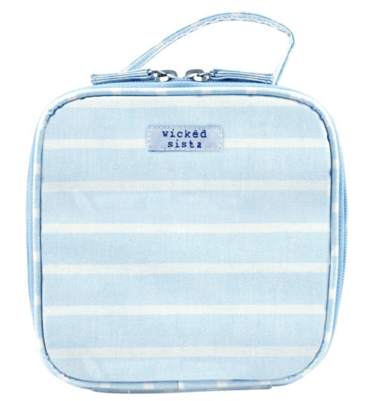 WS Beach Stripe Light Blue Small Square Carry Bag