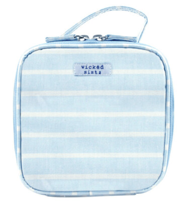 WS Beach Stripe Light Blue Small Square Carry Bag